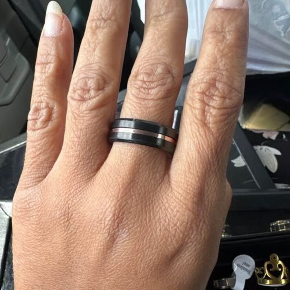 Men Stainless steel rings in black, gold, and rose gold size 11